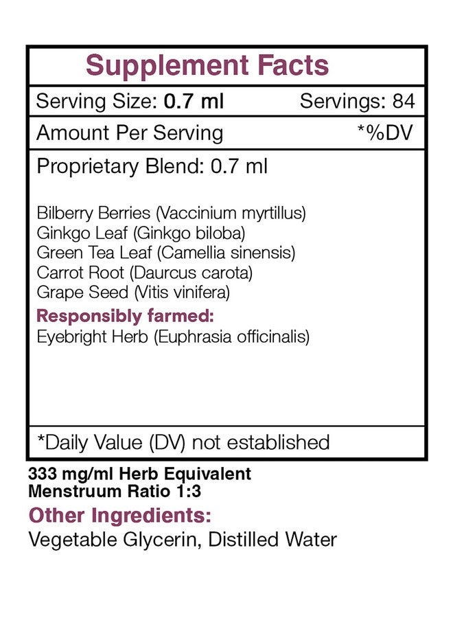 Secrets of the Tribe أسرار قبيلة عين الصقر مستخلص خالي من الكحول، توت بري خالي من الكحول، عشب العين، جنكو، شاي أخضر، جزر، عنب. صبغة جليسرين لدعم الرؤية الصحية (2 أونصة سائلة) - Image 4