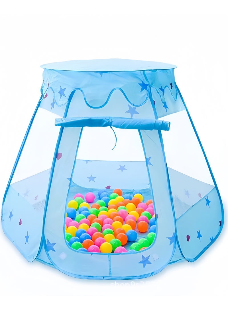 Ocean ball pool Playhouse, Pop Up Play Tent, Princess Tentsix-sided foldable easy to fold,children's tent toy with Portable Bag, Indoor and Outdoor Toddler Playhouse for 1-3 Old Kids,115x93x66cm(Balls Not Included)Blue  - Image 1