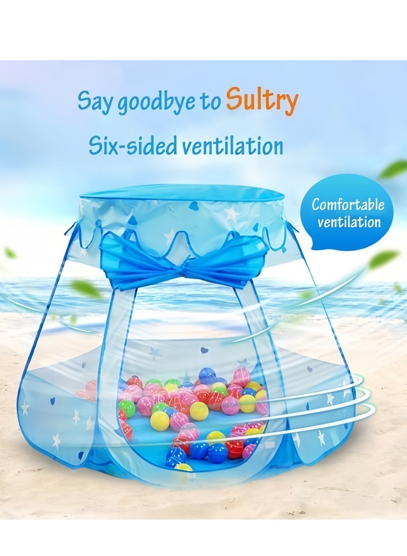 Ocean ball pool Playhouse, Pop Up Play Tent, Princess Tentsix-sided foldable easy to fold,children's tent toy with Portable Bag, Indoor and Outdoor Toddler Playhouse for 1-3 Old Kids,115x93x66cm(Balls Not Included)Blue  - Image 2