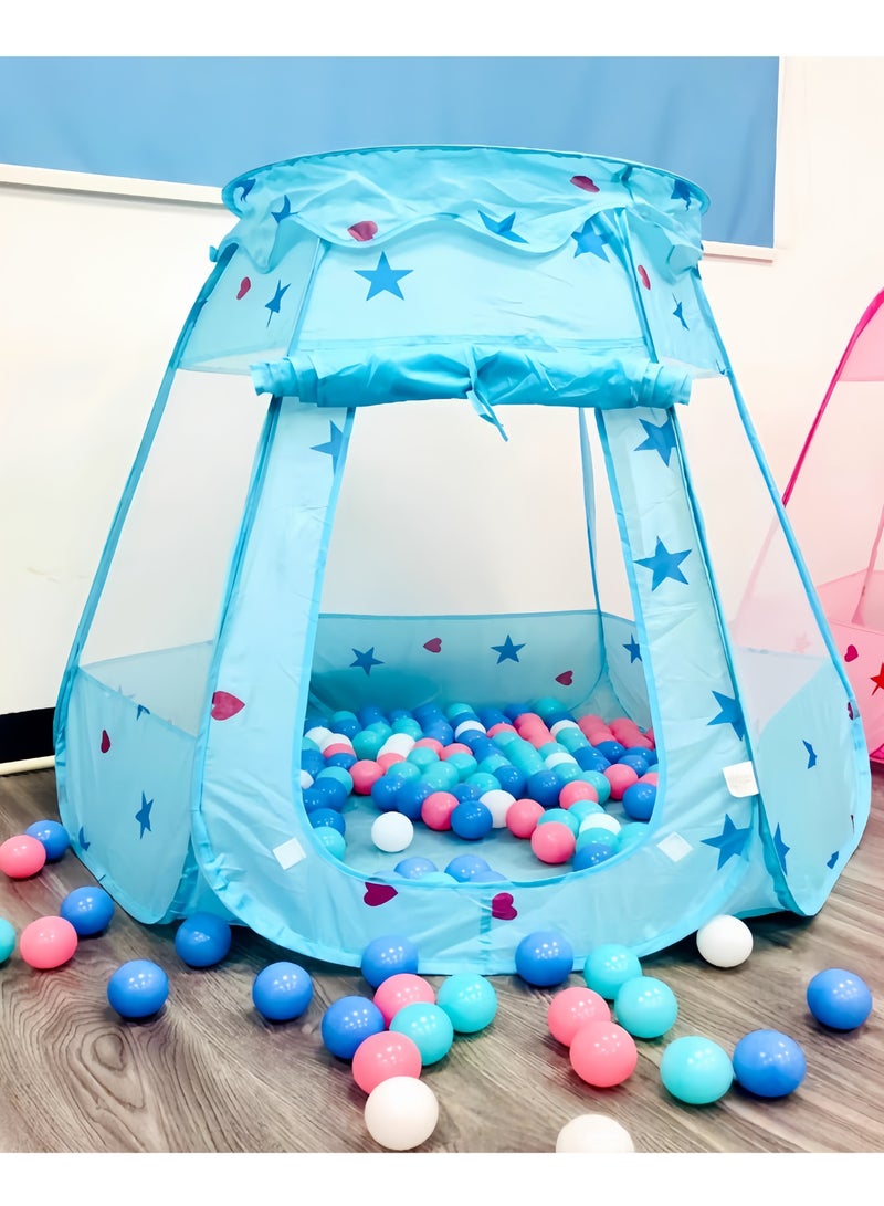 Ocean ball pool Playhouse, Pop Up Play Tent, Princess Tentsix-sided foldable easy to fold,children's tent toy with Portable Bag, Indoor and Outdoor Toddler Playhouse for 1-3 Old Kids,115x93x66cm(Balls Not Included)Blue  - Image 3
