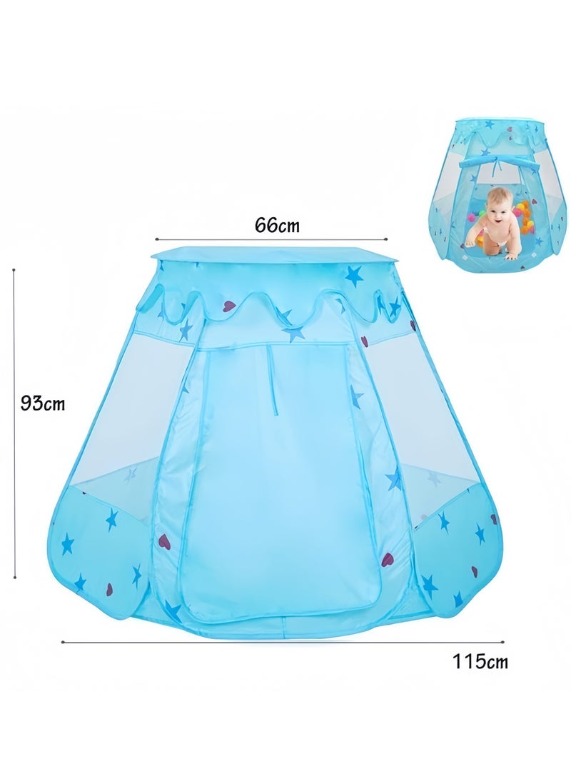 Ocean ball pool Playhouse, Pop Up Play Tent, Princess Tentsix-sided foldable easy to fold,children's tent toy with Portable Bag, Indoor and Outdoor Toddler Playhouse for 1-3 Old Kids,115x93x66cm(Balls Not Included)Blue  - Image 5