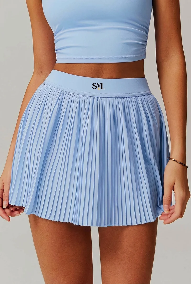 SVL High-Waist Skirt with Inner Shorts and Hidden Pocket - Light Blue - SVL