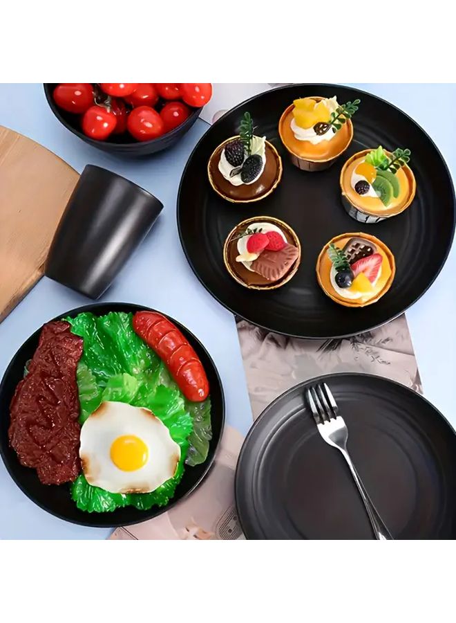 Black 16 Pcs Shatterproof Dinnerware Set Plates Bowls Cups Microwave Dishwasher Safe - Image 4