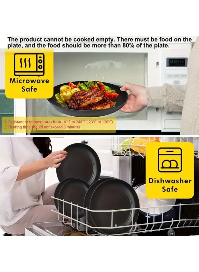 Black 16 Pcs Shatterproof Dinnerware Set Plates Bowls Cups Microwave Dishwasher Safe - Image 3