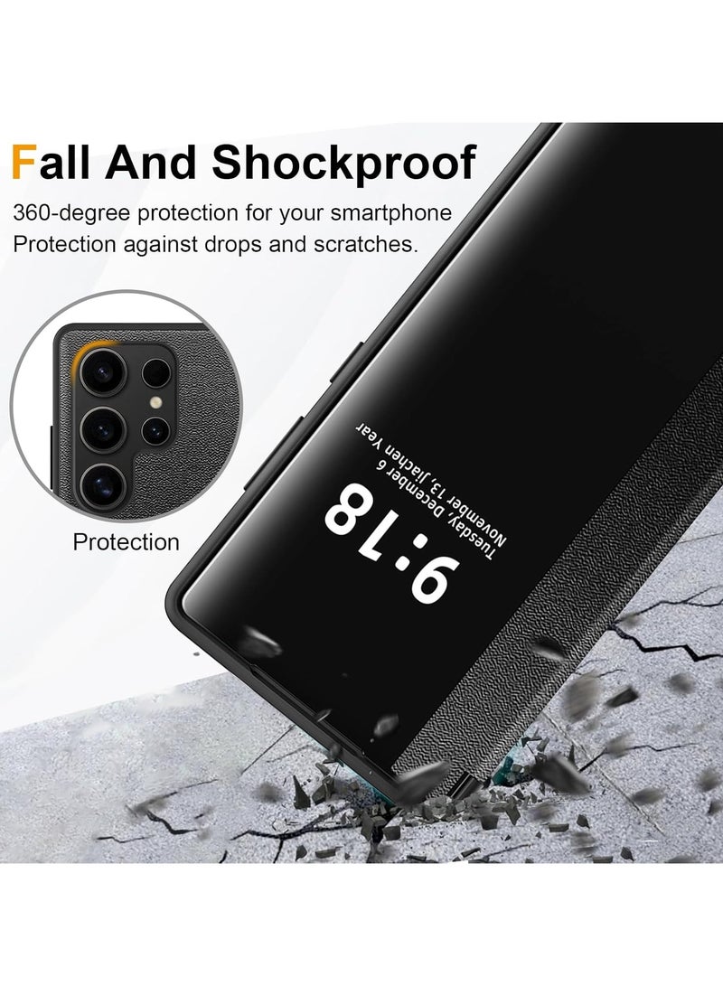 QIRG Flip Case for Samsung Galaxy S26 Ultra, Smart Clear View Window Slim Leather Cover Shockproof Protection Case Cover - Image 2