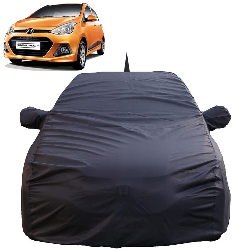 Autofact Waterproof Car Body Cover Compatible with Hyundai Grand I10 (2013 to 2019) with Mirror and Antenna Pockets, 4 x 4 American Matty, Long Lasting Strong Durable Material, Grey Color. - Image 1