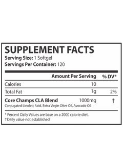 CORE CHAMPS CORE CHAMPS CLA 1000mg 120 Softgels 120 Serving  - Image 2