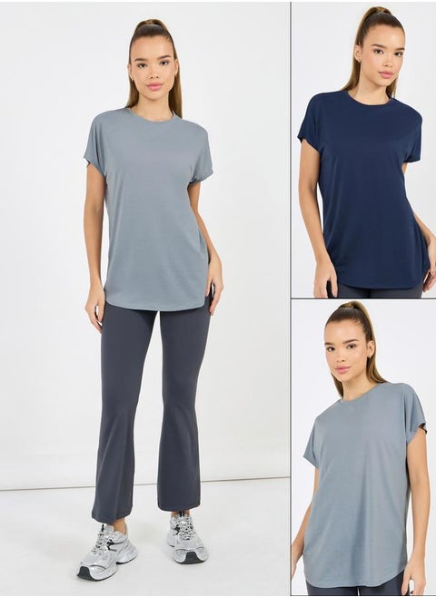 Pack of 2 - Solid Curved Hem Top