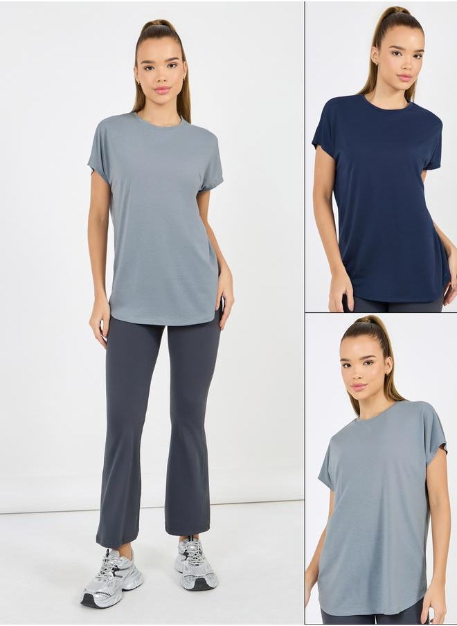 Pack of 2 - Solid Curved Hem Top