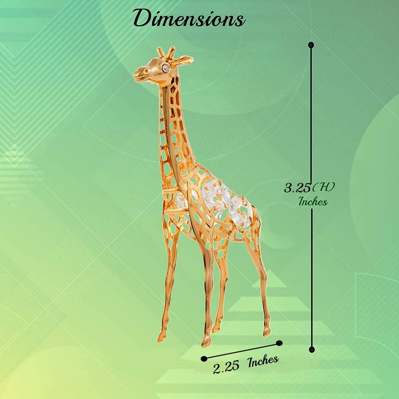 Matashi 24K Gold Plated Crystal Studded Long Necked Giraffe Ornament Decorative Tabletop Living Room Showpiece Gift for Christmas Birthday Valentine's Day Anniversary Holiday - Image 3