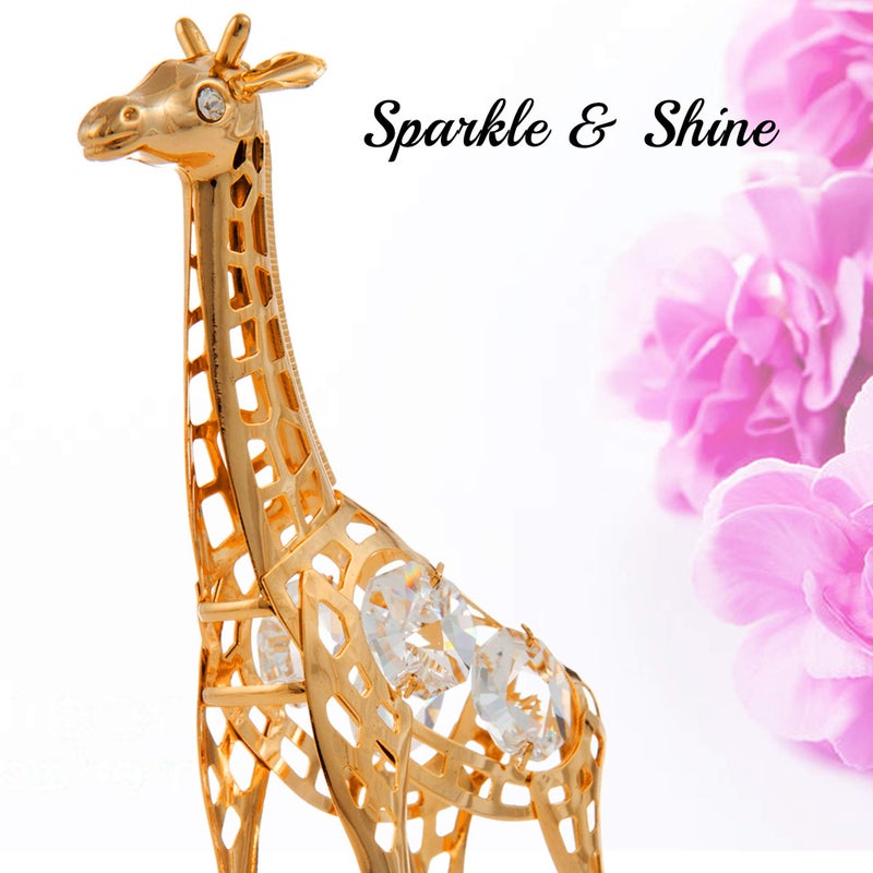 Matashi 24K Gold Plated Crystal Studded Long Necked Giraffe Ornament Decorative Tabletop Living Room Showpiece Gift for Christmas Birthday Valentine's Day Anniversary Holiday - Image 4