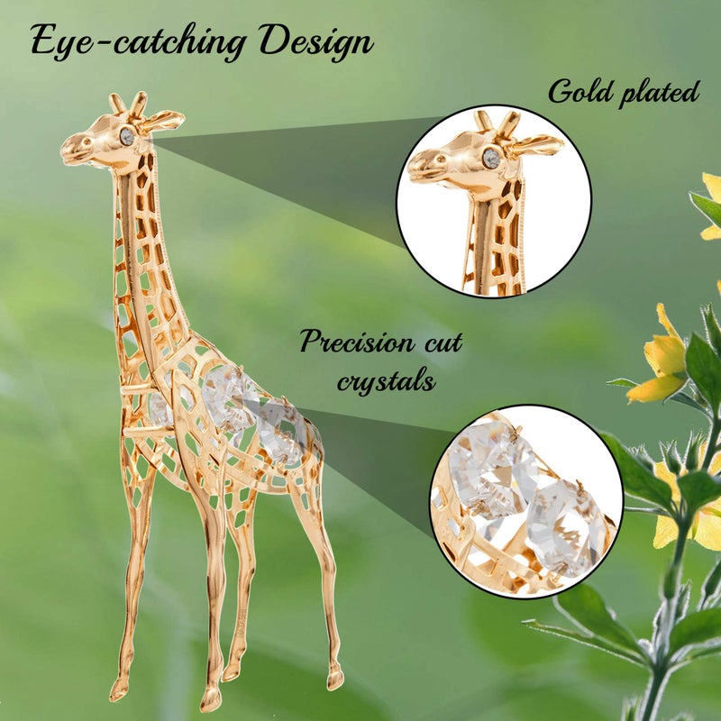 Matashi 24K Gold Plated Crystal Studded Long Necked Giraffe Ornament Decorative Tabletop Living Room Showpiece Gift for Christmas Birthday Valentine's Day Anniversary Holiday - Image 5