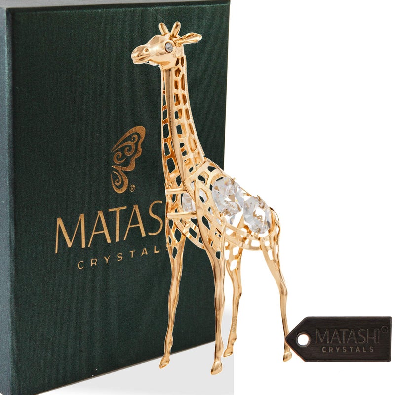 Matashi 24K Gold Plated Crystal Studded Long Necked Giraffe Ornament Decorative Tabletop Living Room Showpiece Gift for Christmas Birthday Valentine's Day Anniversary Holiday - Image 2