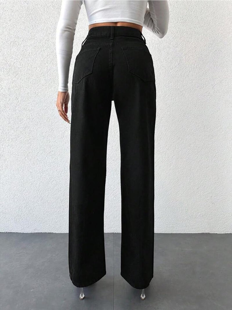 KOTTY Women's Solid High Rise Stylish Looking Comfortable Stretchable Jeans(Black,32) - Image 3