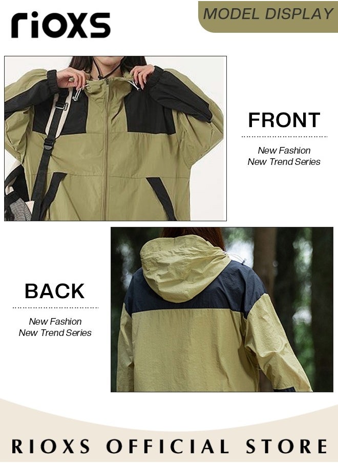 RIOXS - Men's Women's Couple Casual Outdoor Hooded Outdoor Jacket for UV Protection Lightweight and Cool Jacket Quick Drying Sportswear - Image 1