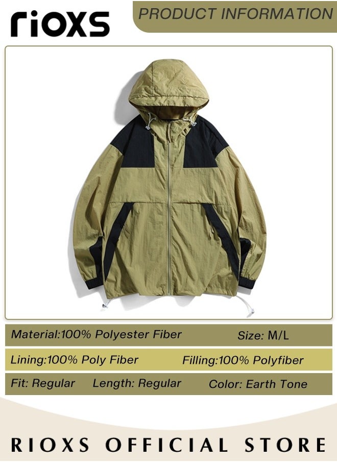 RIOXS - Men's Women's Couple Casual Outdoor Hooded Outdoor Jacket for UV Protection Lightweight and Cool Jacket Quick Drying Sportswear - Image 1