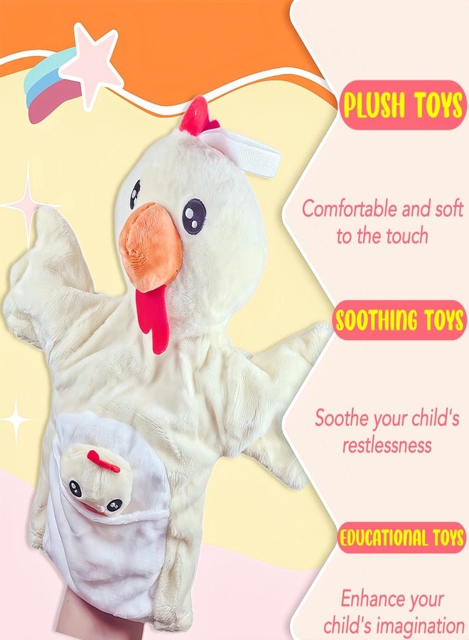 SAURAWAN Chick Plush Hand Puppet for Toddlers and Kids Age 3-5 4-8, Farm Friend Animals Educational Toys, Chicken Finger Hand Puppet Toys, Parent-Child Interactive Games, Animal Theme Party - Image 4