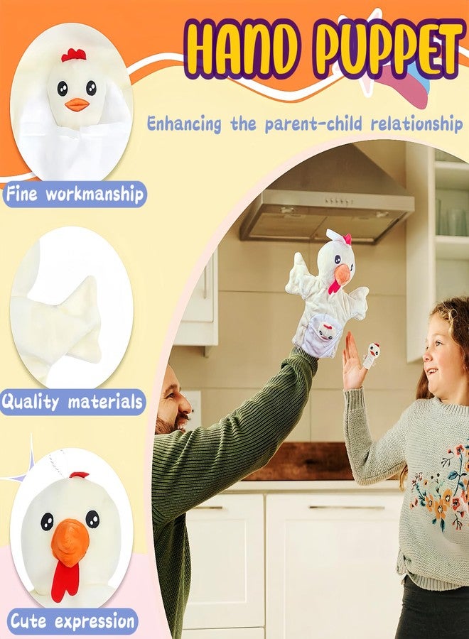 SAURAWAN Chick Plush Hand Puppet for Toddlers and Kids Age 3-5 4-8, Farm Friend Animals Educational Toys, Chicken Finger Hand Puppet Toys, Parent-Child Interactive Games, Animal Theme Party - Image 3