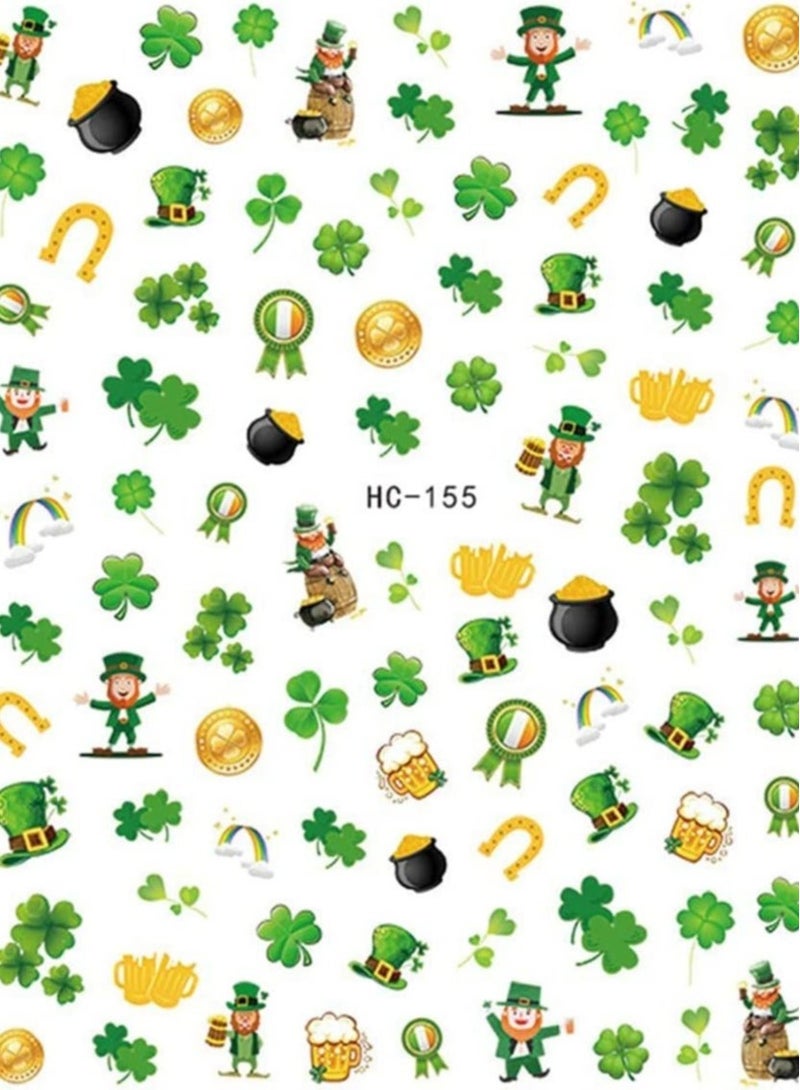 Captaintech Nail Stickers Nail Decals 3D Self- Adhesive Shamrock Green Dwarf Gold Hat Nail Art Decoration for Kids Girls Women - Image 5