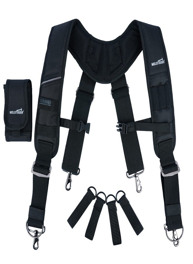 MELOTOUGH Tool Belt Suspenders Contruction Bag Suspenders Heavy Duty Padded Work belt Suspenders for Carpenter/Electrician/Roofing/Farmer work Suspension Rig, Black, L - Image 1