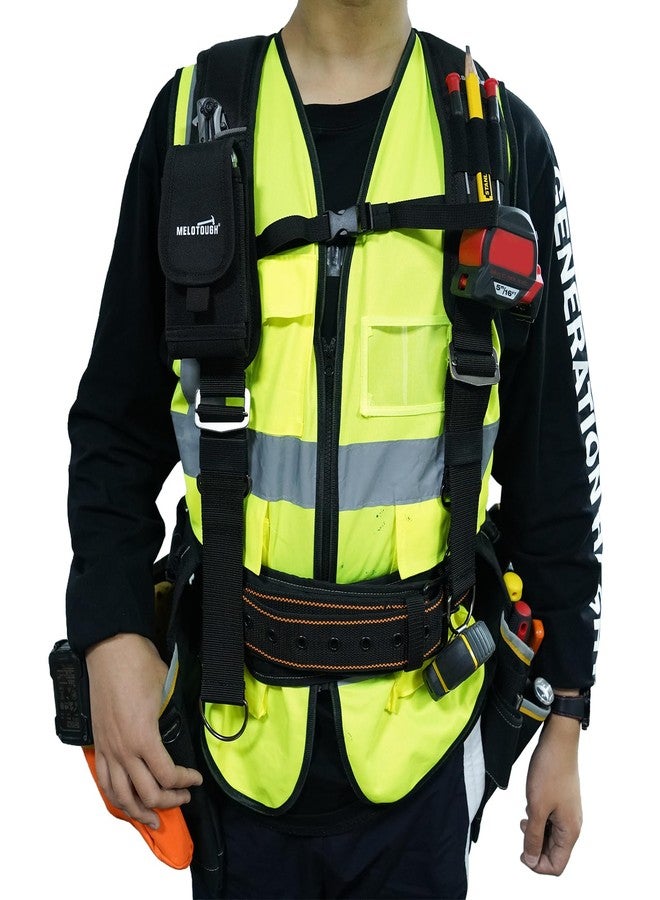 MELOTOUGH Tool Belt Suspenders Contruction Bag Suspenders Heavy Duty Padded Work belt Suspenders for Carpenter/Electrician/Roofing/Farmer work Suspension Rig, Black, L - Image 3