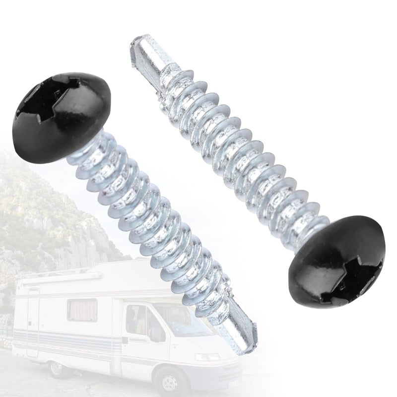 AFZZ Pan Head Metal RV Screws Black #8x1 for Quad Drive Self Tapping Drill RV Interior and Exterior Enclosed Trailer Repair Screws - 100 Pcs - Image 1