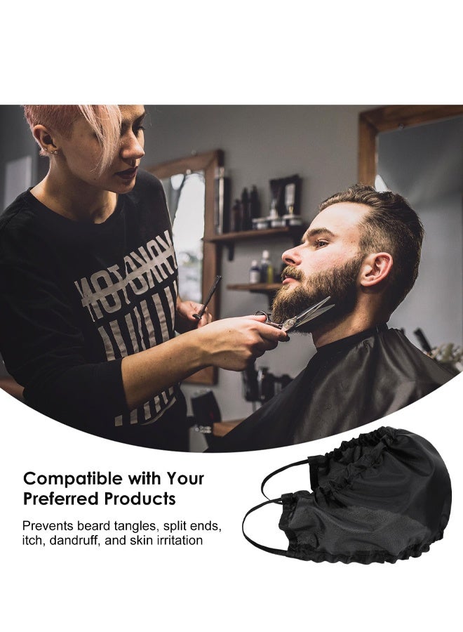 2 Pack Men Satin Beard Bandana, Soft Comfortable Beard Bib Guard Cap, Black - Image 3