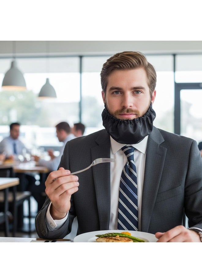 2 Pack Men Satin Beard Bandana, Soft Comfortable Beard Bib Guard Cap, Black - Image 5