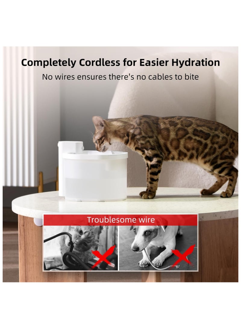 SYOSI 2024 Upgraded Cat Water Fountain, Wireless & Battery Operated 2L/67oz Automatic Pet Water Fountain with Motion Sensor, Food-Grade ABS Tray, Easy Clean BPA-Free Water Dispenser for Cats - Image 2