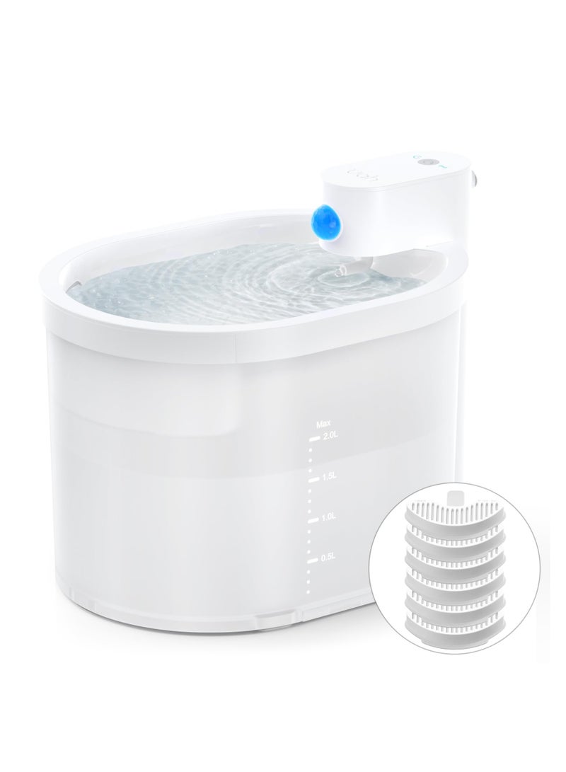 SYOSI 2024 Upgraded Cat Water Fountain, Wireless & Battery Operated 2L/67oz Automatic Pet Water Fountain with Motion Sensor, Food-Grade ABS Tray, Easy Clean BPA-Free Water Dispenser for Cats - Image 1