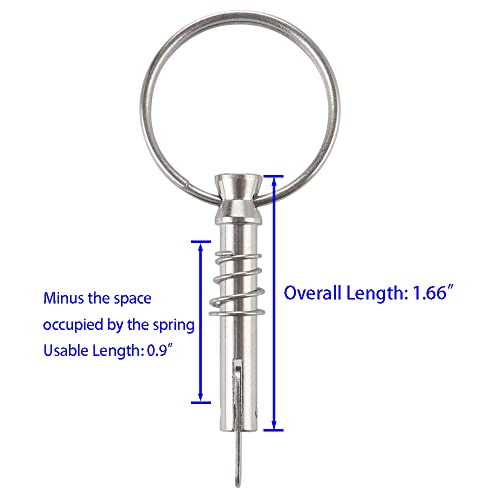 VTurboWay 4 Pcs Quick Release Pin 1/4" Diameter w/ Drop Cam & Spring, Usable Length 0.9", Full 316 Stainless Steel, Bimini Top Pins, Marine Hardware - Image 2