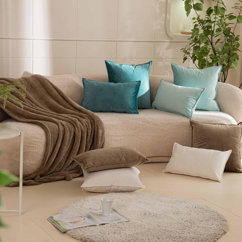 JUSPURBET Seafoam Decorative Velvet Throw Pillow Covers 22x22 inch Set of 2 Broadside Soft Cushion Case with Invisible Zipper for Sofa Couch Bed - Image 3