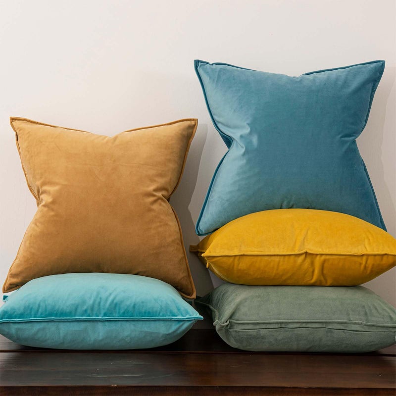JUSPURBET Seafoam Decorative Velvet Throw Pillow Covers 22x22 inch Set of 2 Broadside Soft Cushion Case with Invisible Zipper for Sofa Couch Bed - Image 2