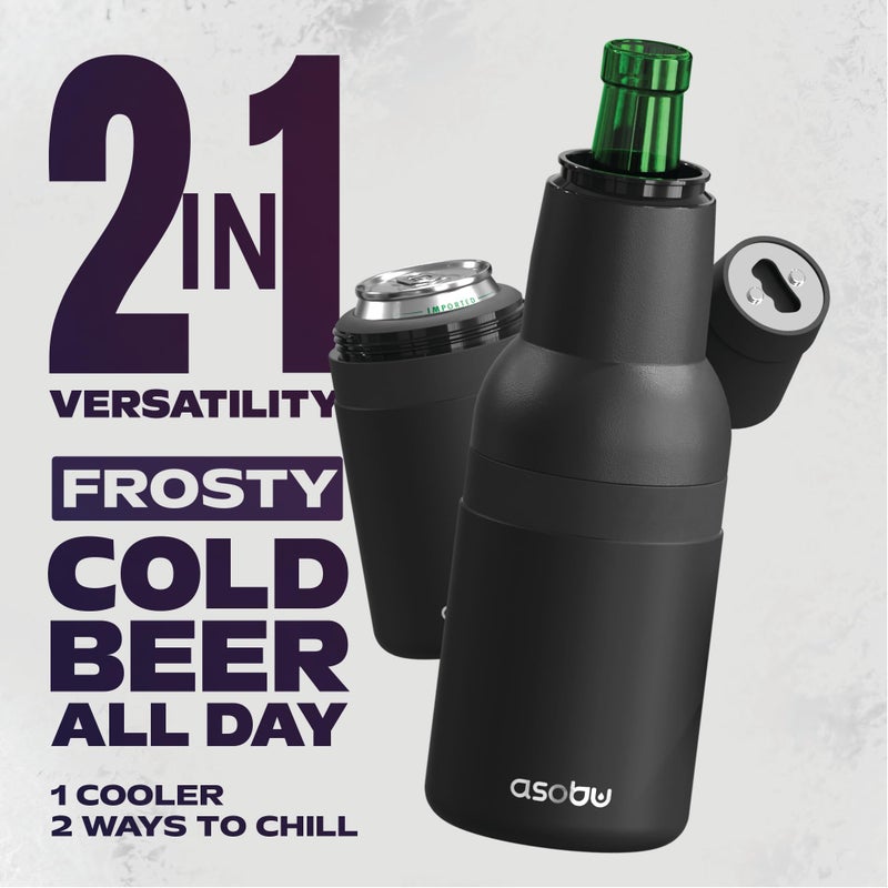 Asobu Frosty Beer Holder,2 Go Vacuum Insulated Double Walled Stainless Steel Beer Can and Bottle Cooler with Beer Opener, Bpa Free, Fits Standard 12oz, Ice Cold for Hours, Great Gift for Beer Lovers - Image 3