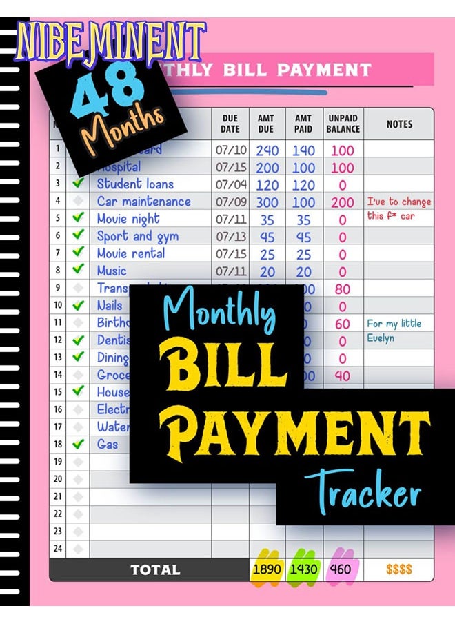 NIBEMINENT Independently Published Monthly Bill Payment Tracker: 48 Months Expense And Bill Tracker With Calendar & Debt Payoff Planner  - Image 1
