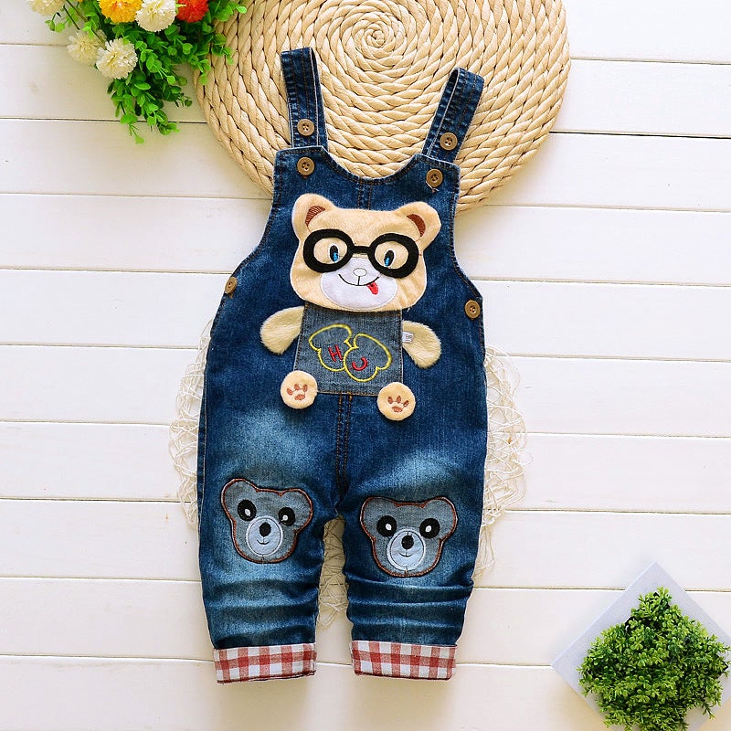 Classic Fashion Style Suitable For 1-4 Years Old Boy Baby Clothing Children'S Suspenders Jeans Baby Pants - Image 1