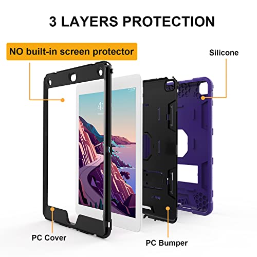 rantice iPad Mini 5 Case, iPad Mini 4 Case, Hybrid Three Layer Armor Shockproof Rugged Drop Protection Cover Case Built with Kickstand for iPad Mini 4/5 7.9 Inch (Purple+Black) - Image 3