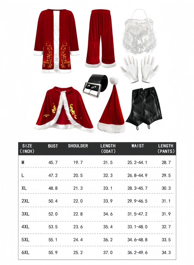 جيجيرو 8Pcs Santa Claus Costume for Men Adult Christmas Santa Costume Set Velvet Professional Santa Outfit Xmas Cosplay Costumes - Image 4