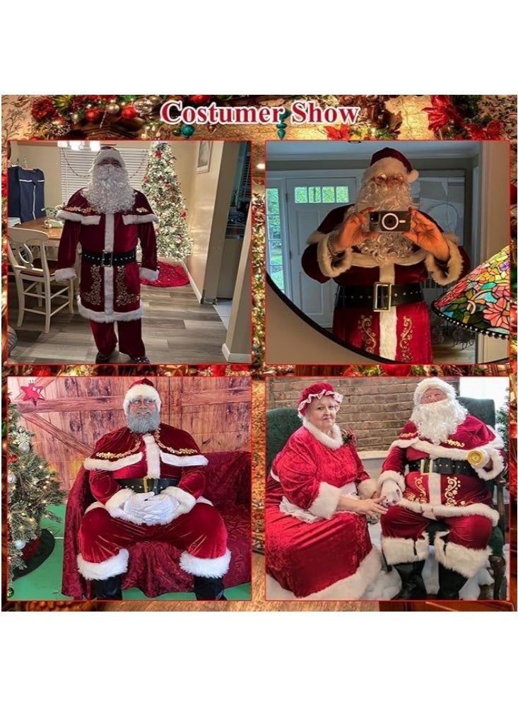 جيجيرو 8Pcs Santa Claus Costume for Men Adult Christmas Santa Costume Set Velvet Professional Santa Outfit Xmas Cosplay Costumes - Image 5