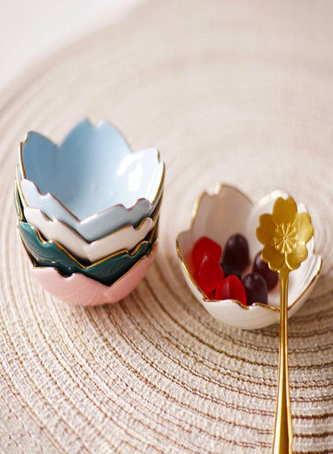 ياردوي قطعتان من أطباق الصلصة الخزفية، أوعية صغيرة على شكل زهر الكرز للتوابل، أطباق تقديم صغيرة من البورسلين للوجبات الخفيفة والتوابل في المطبخ والشواء (أبيض) - Image 3