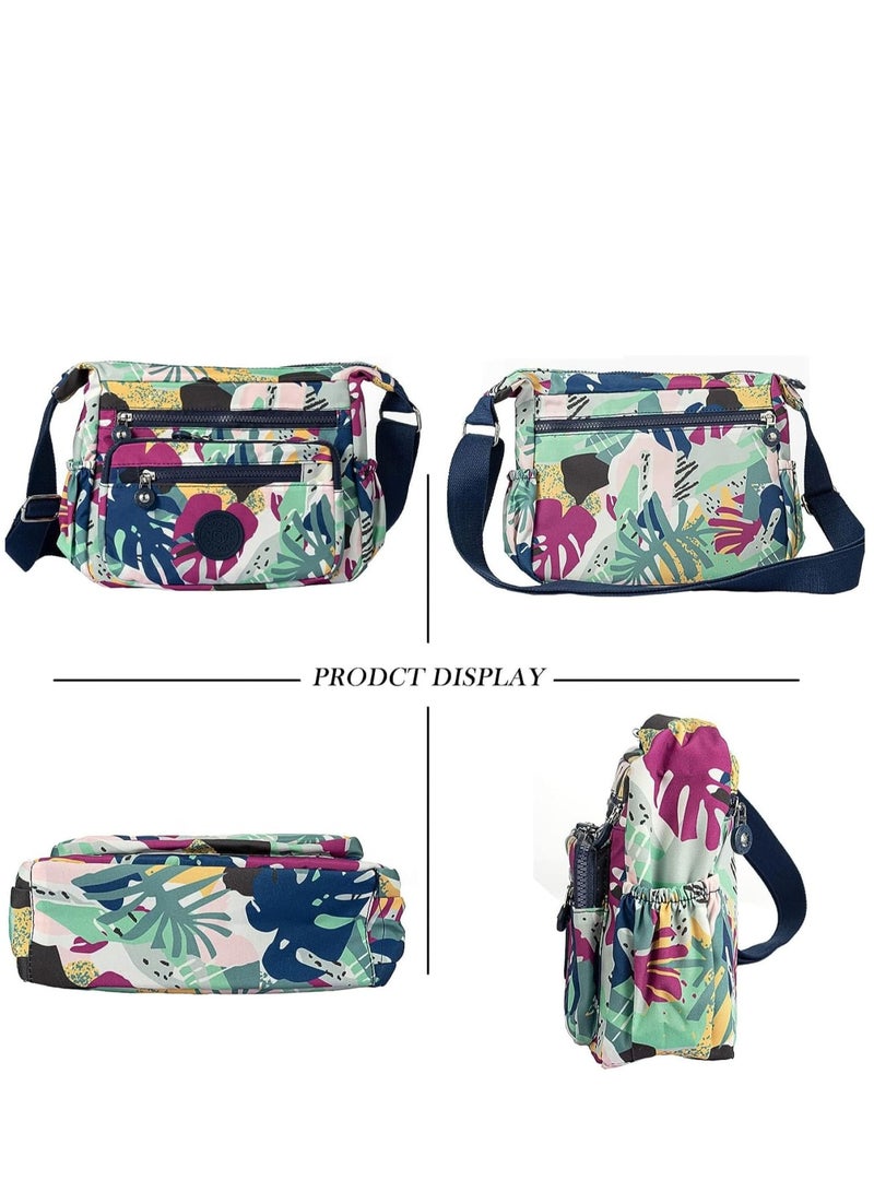 Zikra Women's Waterproof Multi-Pocket Crossbody Handbags Casual Printed Canvas Shoulder Bags for Outdoor - Image 2