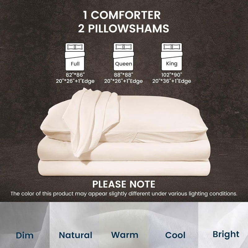 SLEEP ZONE مجموعة لحافات سعة كينج سايز من سلسلة ، ناعمة وقابلة للتنفس، تتضمن لحافًا واحدًا وغطاءين للوسائد، لون بيج. - Image 5