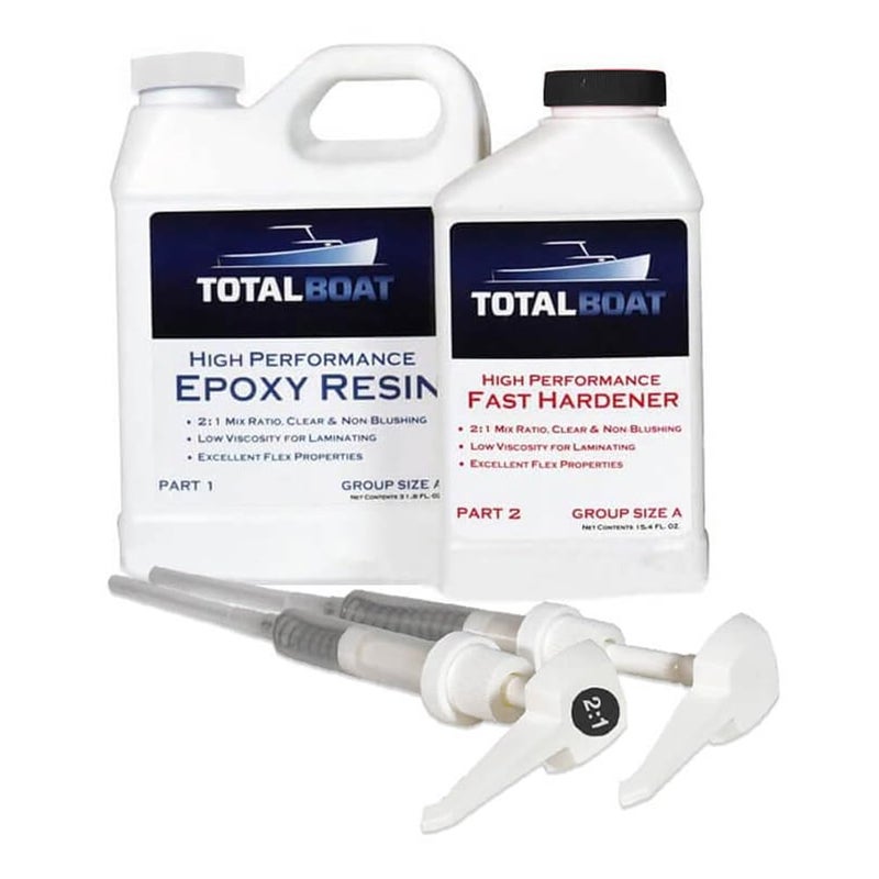 TotalBoat High Performance Epoxy Kit, Crystal Clear Marine Grade Resin and Hardener for Woodworking, Fiberglass and Wood Boat Building and Repair (Quart, Fast) - Image 1