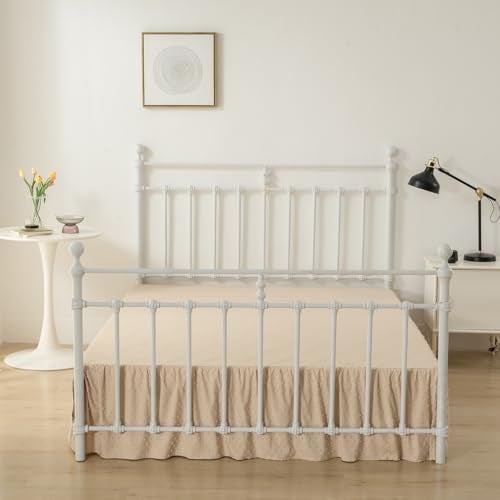 TSUTOMI Tufted Dot Bed Skirt QueenSize Ruffled Bed Skirt with Split Corners, 14 Inch Drop Dust Ruffle Bed Skirts with Platform, Camel - Image 5