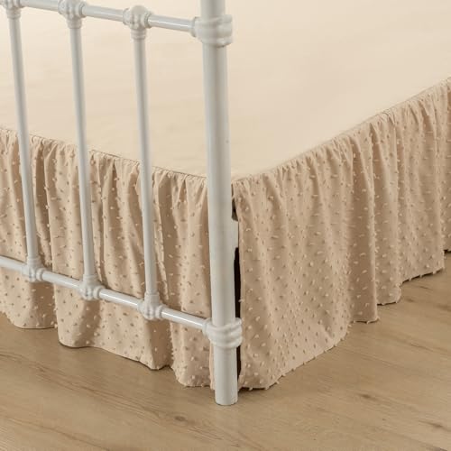 TSUTOMI Tufted Dot Bed Skirt QueenSize Ruffled Bed Skirt with Split Corners, 14 Inch Drop Dust Ruffle Bed Skirts with Platform, Camel - Image 1