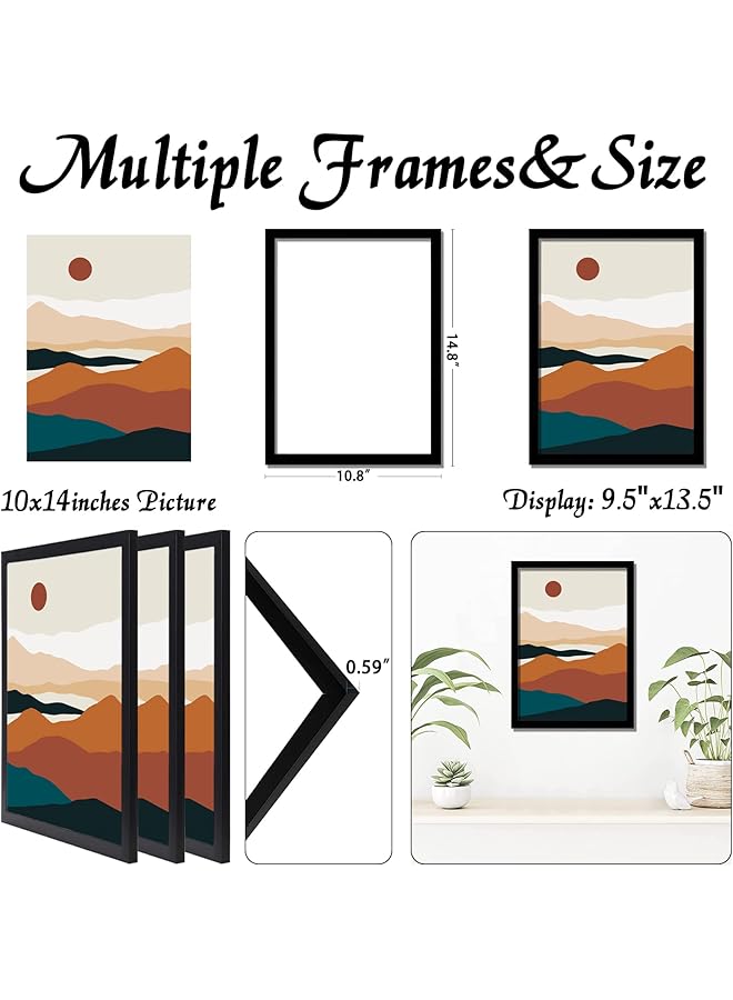 erorex 10X14 Picture Frame Set Of 3 Display Picture 10 X 14 Specific Frames For 25X35Cm Diamond Painting Canvas As Diamond Art Accessories Wall Gallery Photo Frames Black - Image 3