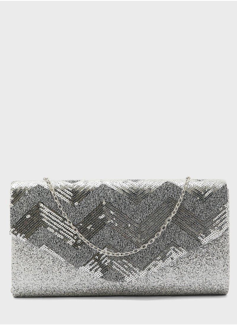 Ginger - Sequin And Glitter Evening Clutch Bag - Image 1