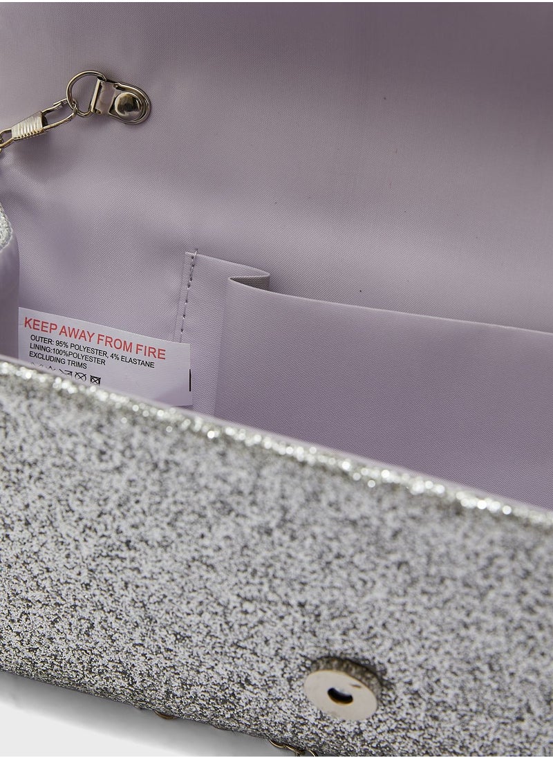 Ginger - Sequin And Glitter Evening Clutch Bag - Image 1