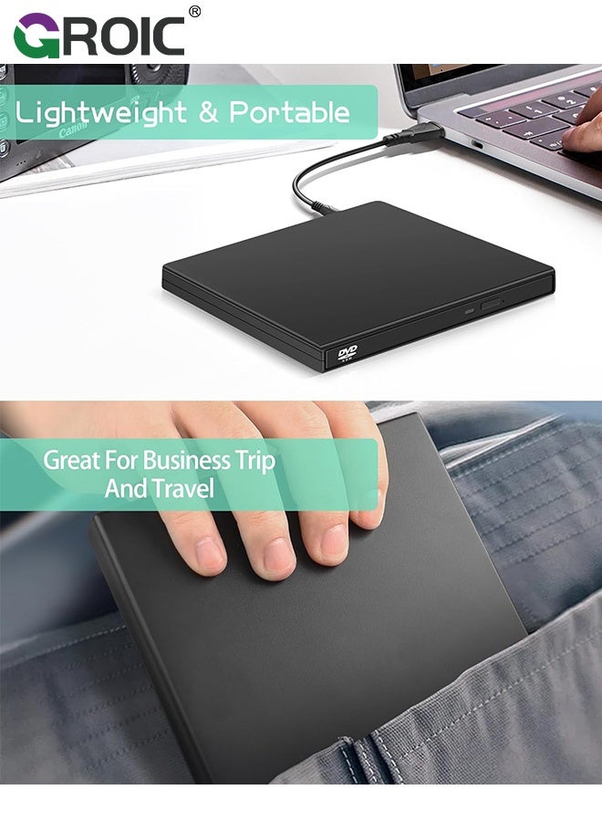 GROIC External CD/DVD Drive for Laptop, USB 2.0 CD DVD Player, Portable Reader Writer, Disk Duplicator, Compatible with Laptop Desktop PC Windows Apple Mac Pro MacBook - Image 4