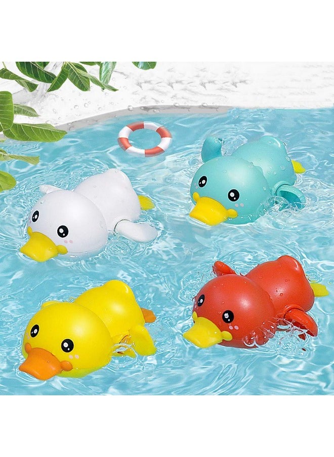 PLUSPOINT - PLUSPOINT Bath Toys, 4 Pack Cute Swimming Duck Bath Toys for Toddlers 1-3, Floating Wind Up Toys for 1 Year Old Boy Girl, New Born Baby Bathtub Water Toys, Preschool Toddler Pool Toys (4 Duck) - Image 1